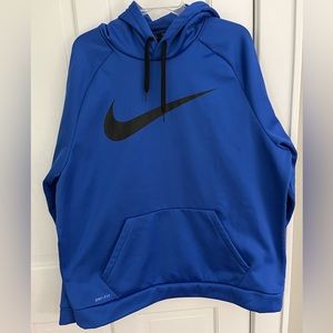 Nike Dri Fit Hoodie Men's Athletic Therma Hooded Sweatshirt Blue Size 2XL